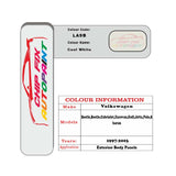Paint code location for Vw Jetta Cool White LA9B 1997-2003 White Code sticker paint plate chip pen paint