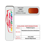 Vw Touran Habanero Orange LB2Y 2014-2021 Orange paint code location sticker