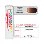 Paint code location for Vw Touran Dark Bronze LB8Q 2016-2019 Brown/Beige/Gold Code sticker paint plate chip pen paint