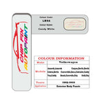 Paint code location for Vw Golf Blue Motion Candy White LB9A 1993-2021 White Code sticker paint plate chip pen paint