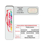 Paint code location for Vw Crosstouran Candy White LB9A 1993-2021 White Code sticker paint plate chip pen paint