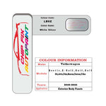 Paint code location for Vw Golf Gti White Silver LB9Z 2016-2022 Silver/Grey Code sticker paint plate chip pen paint