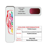 Paint code location for Vw Golf Hotchili Red LC3L 1994-1999 Red Code sticker paint plate chip pen paint