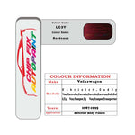 Paint code location for Vw Cabriolet Bordeaux LC3Y 1989-1998 Red Code sticker paint plate chip pen paint