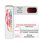 Vw Corrado Bordeaux LC3Y 1989-1998 Red paint code location sticker