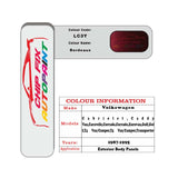 Paint code location for Vw Caddy Van Bordeaux LC3Y 1987-1995 Red Code sticker paint plate chip pen paint
