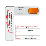 Paint code location for Vw Polo Hot Orange LD2Z 2009-2016 Orange Code sticker paint plate chip pen paint