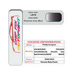 Paint code location for Vw Golf Platinum Gray (Mex) LD7X 2001-2022 Silver/Grey Code sticker paint plate chip pen paint