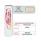 Vw Golf Cashmere White LE9C 1980-1985 White paint code location sticker