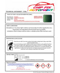 Data Safety Sheet Vauxhall Vx220 Lemans/Lethane Green 4Fu/369 1995-2003 Green Instructions for use paint