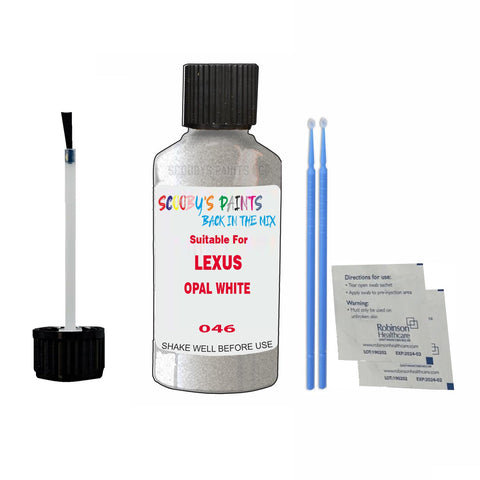 Paint Suitable For LEXUS OPAL WHITE Colour Code 046 Touch Up Scratch Repair Paint Kit