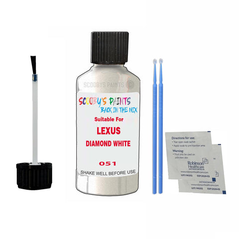 Paint Suitable For LEXUS DIAMOND WHITE Colour Code 051 Touch Up Scratch Repair Paint Kit
