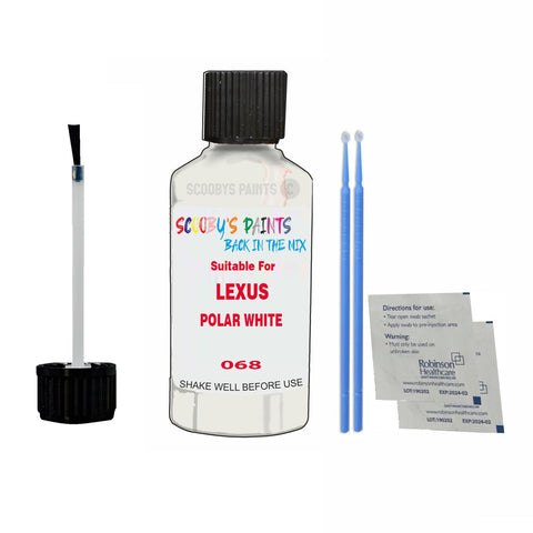 Paint Suitable For LEXUS POLAR WHITE Colour Code 068 Touch Up Scratch Repair Paint Kit