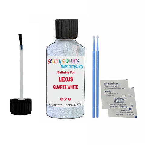 Paint Suitable For LEXUS QUARTZ WHITE Colour Code 078 Touch Up Scratch Repair Paint Kit