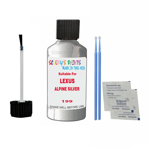 Paint Suitable For LEXUS ALPINE SILVER Colour Code 199 Touch Up Scratch Repair Paint Kit