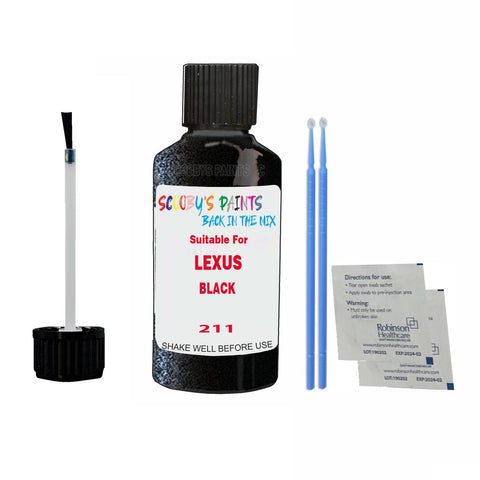 Paint Suitable For LEXUS BLACK Colour Code 211 Touch Up Scratch Repair Paint Kit