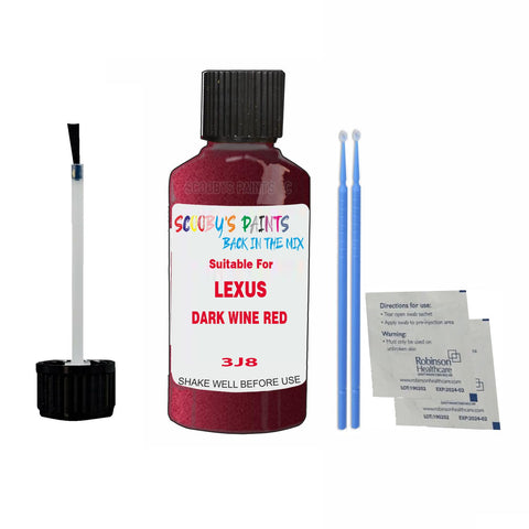 Paint Suitable For LEXUS DARK WINE RED Colour Code 3J8 Touch Up Scratch Repair Paint Kit
