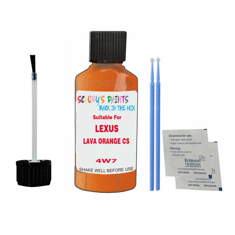 Paint Suitable For LEXUS LAVA ORANGE CS Colour Code 4W7 Touch Up Scratch Repair Paint Kit