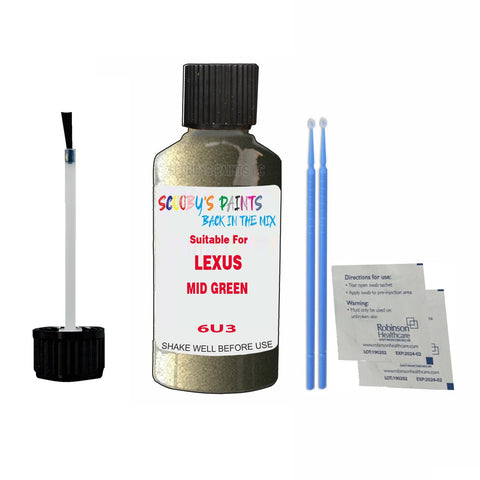 Paint Suitable For LEXUS MID GREEN Colour Code 6U3 Touch Up Scratch Repair Paint Kit