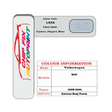 Paint code location for Vw Beetle Cameo (Vapor) Blue LG5A 1998-2001 Blue Code sticker paint plate chip pen paint