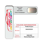 Paint code location for Vw Golf Prata Champagne LG7X 1995-2001 Silver/Grey Code sticker paint plate chip pen paint