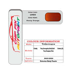 Paint code location for Vw Golf Cabrio Honey Orange LH2U 2012-2021 Orange Code sticker paint plate chip pen paint