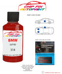paint code location sticker Bmw 7 Series Light Red 314 1990-2010 Red plate find code