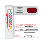 Paint code location for Vw Caddy Van Paprika Red LK3A 1987-2009 Red Code sticker paint plate chip pen paint