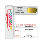 Paint code location for Vw Golf Gti Limonen Yellow LL1W 2018-2022 Yellow Code sticker paint plate chip pen paint