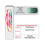 Paint code location for Vw T6 Van/Camper Bay Leaf Green LN6X 2018-2021 Green Code sticker paint plate chip pen paint