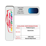 Paint code location for Vw Jetta Bright Blue LP5U 1989-1995 Blue Code sticker paint plate chip pen paint