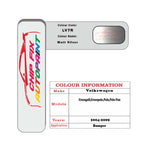 Paint code location for Vw Polo Matt Silver LV7R 2004-2009 Silver/Grey Code sticker paint plate chip pen paint