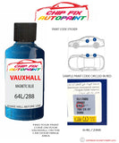 paint code location sticker Vauxhall Astra Magnetic Blue 64L/288 1995-1997 Blue plate find code