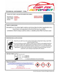Data Safety Sheet Vauxhall Campo Marina Blue 25U/722 1997-2001 Blue Instructions for use paint