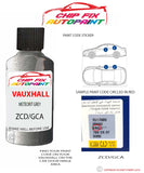 paint code location sticker Vauxhall Agila Meteorit Grey Zcd/Gca 2009-2012 Grey plate find code