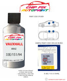 paint code location sticker Vauxhall Astra Cabrio Mirage 33E/151/94L 1999-2003 Grey plate find code