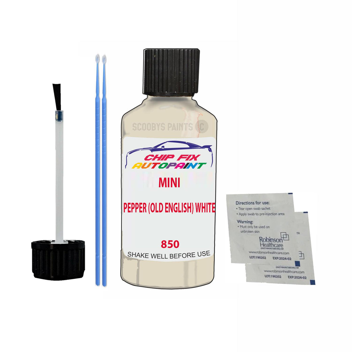 MINI PEPPER (OLD ENGLISH) WHITE Paint Code 850 Scratch Touch Up Paint ...