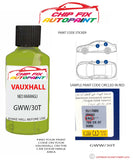 paint code location sticker Vauxhall Adam Neo Marangu Gww/30T 2015-2017 Green plate find code