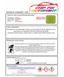 Data Safety Sheet Vauxhall Adam Neo Marangu Gww/30T 2015-2017 Green Instructions for use paint