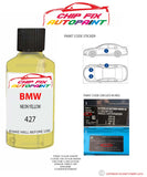 paint code location sticker Bmw Z3 Neon Yellow 427 1999-2002 Yellow plate find code