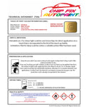 Data Safety Sheet Vauxhall Tour Nepal Yellow 3Hu/37K/40D 2002-2003 Yellow Instructions for use paint