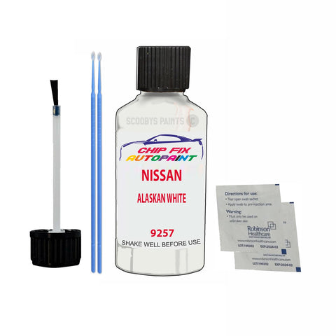 NISSAN ALASKAN WHITE Code:(9257) Car Touch Up Paint Scratch Repair