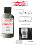 paint code location plate Peugeot Partner Van Nocciola L8, KEB 2005-2015 Brown Touch Up Paint