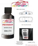 paint code location plate Peugeot 308 Noir Metal Texture EBM, ETV 2015-2016 Black Touch Up Paint