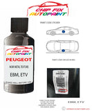 paint code location plate Peugeot 308 Gti Noir Metal Texture EBM, ETV 2015-2016 Black Touch Up Paint