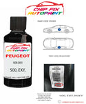 paint code location plate Peugeot 504 Pickup Noir Onyx 500, EXY, P0XY 1981-2021 Black Touch Up Paint