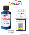 paint code location sticker Vauxhall Corsa Olympic Blue 21K/1Uu 2004-2007 Blue plate find code