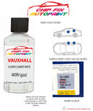 paint code location sticker Vauxhall Astra Vxr Olympic/Summit White 40R/Gaz 2009-2021 White plate find code