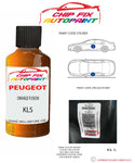 paint code location plate Peugeot 3008 Orange Fusion KLS 2018-2022 Orange Touch Up Paint