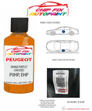 paint code location plate Peugeot 106 Orange Ponts Et Chaussees P0HP, EHP 1989-2001 Orange Touch Up Paint